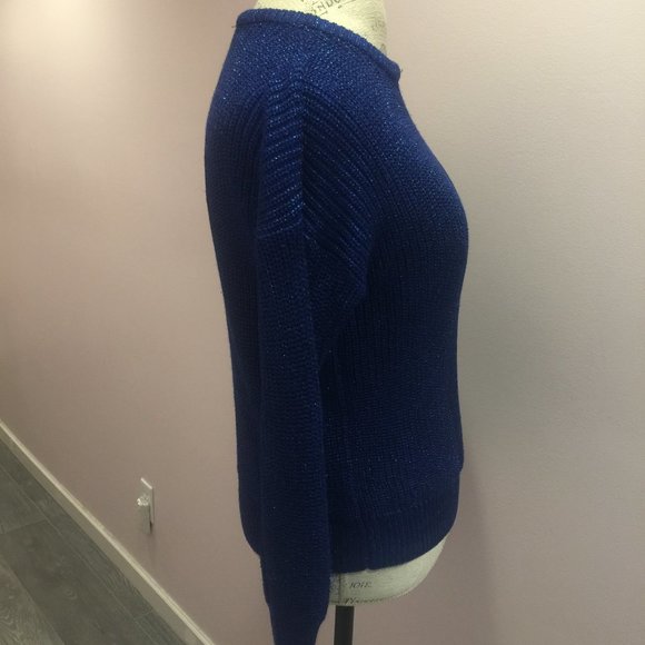 Size S American Apparel Blue Metallic Fisherman Sweater - Picture 6 of 15